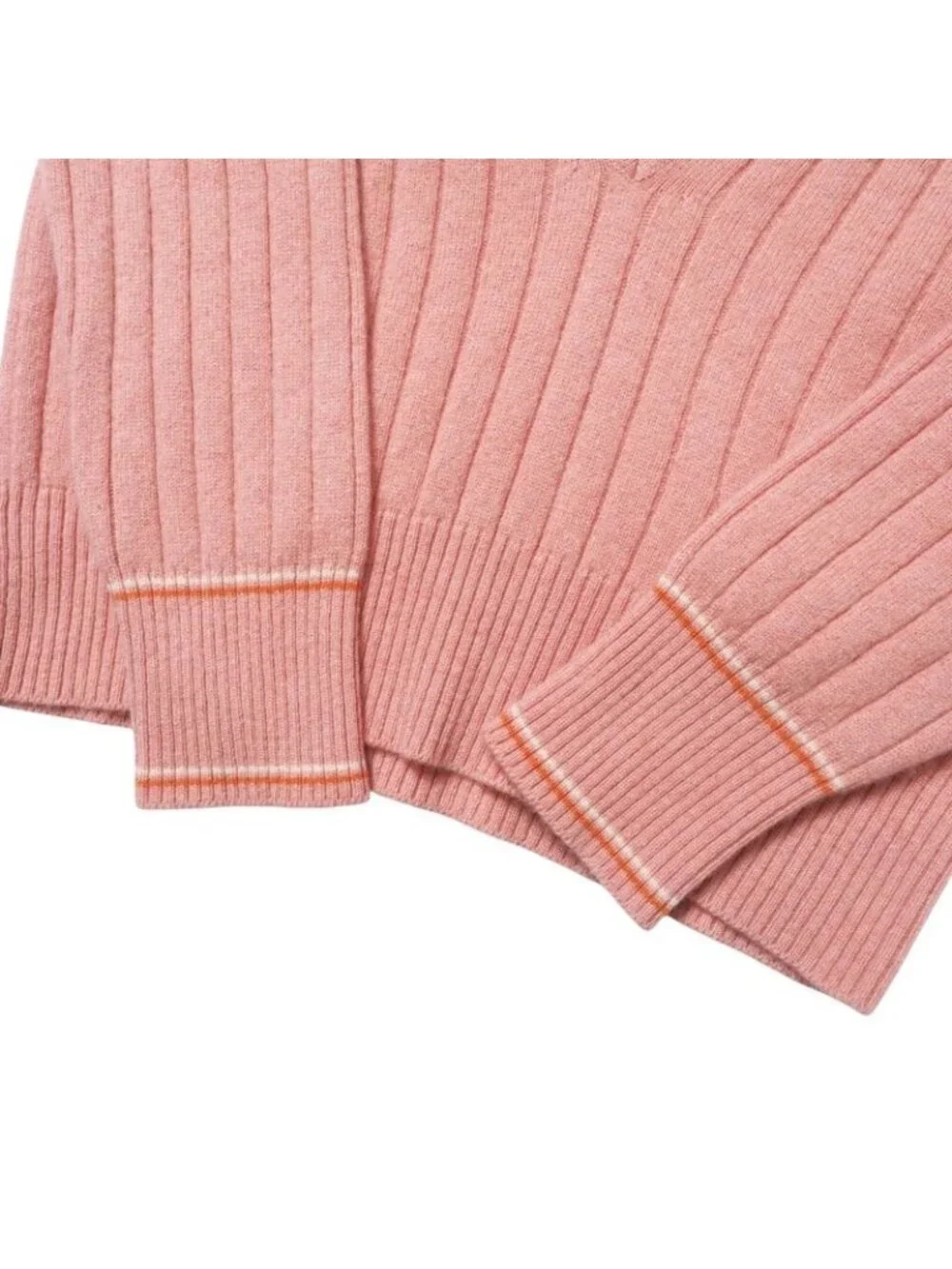 Chanel Knit 01 P CC Logo Coco Mark All Cashmere Sweater V-neck Pink - Picture 4 of 8